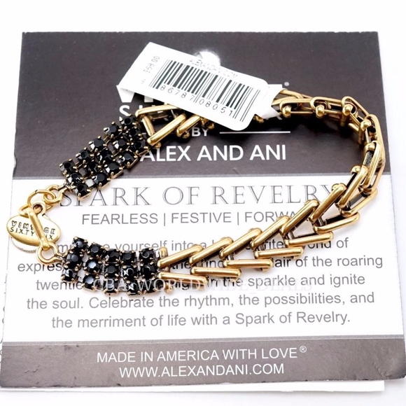 Alex and Ani Vintage 66 Spark of Revelry Jet Flapper Bracelet - Picture 1 of 1